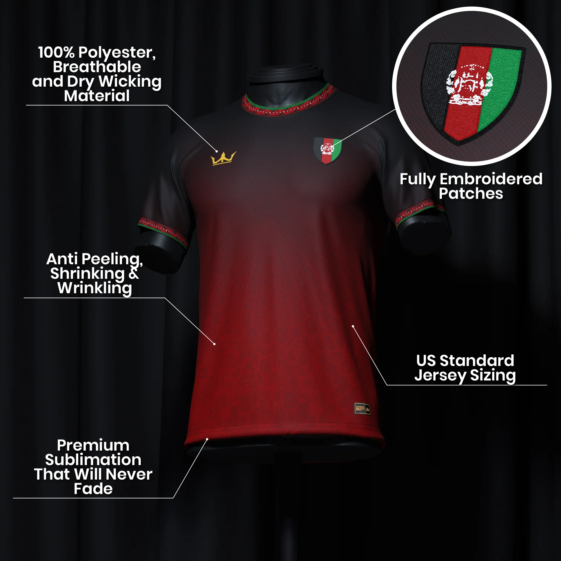 Afghanistan Heritage Custom Football Jersey - Image 5