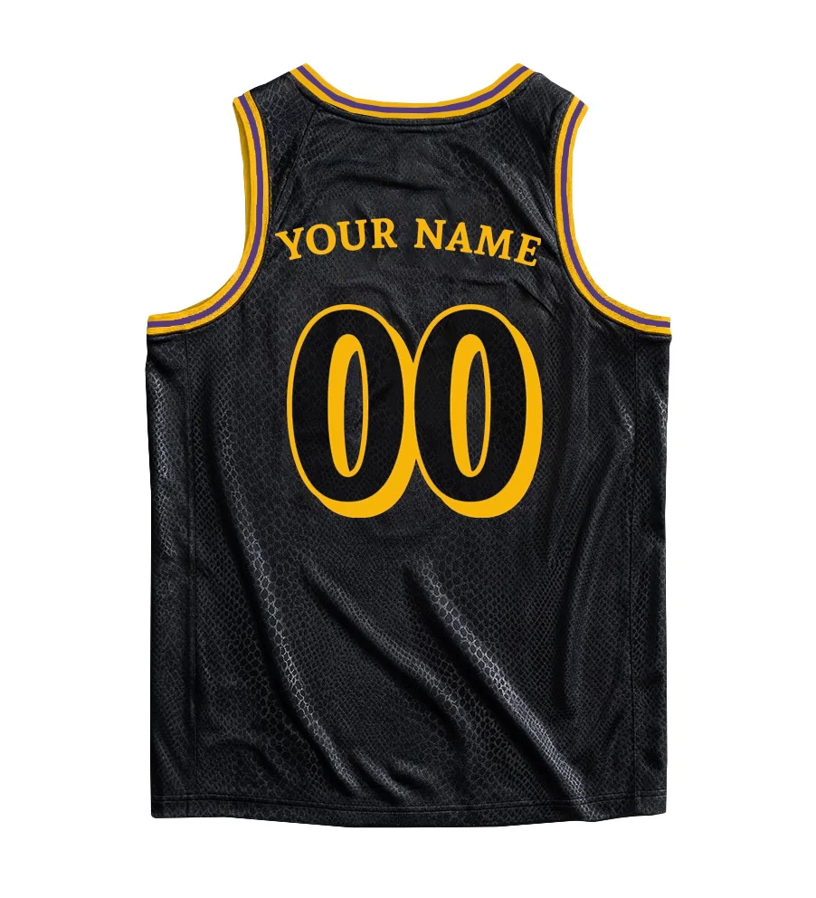 Black-Gold Snakeskin Custom Basketball Jersey - Image 3