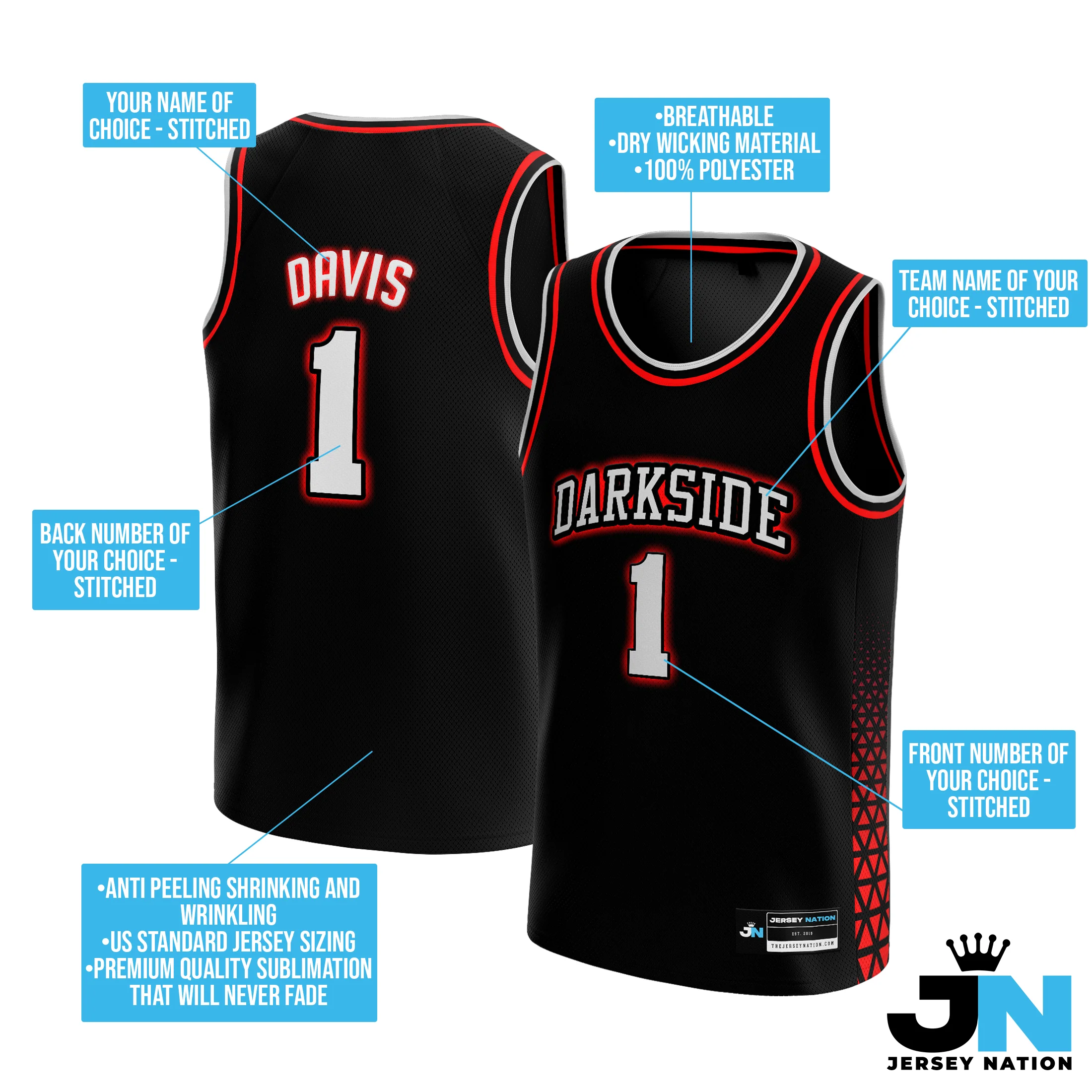 Black Red-White Custom Basketball Jersey - Image 4