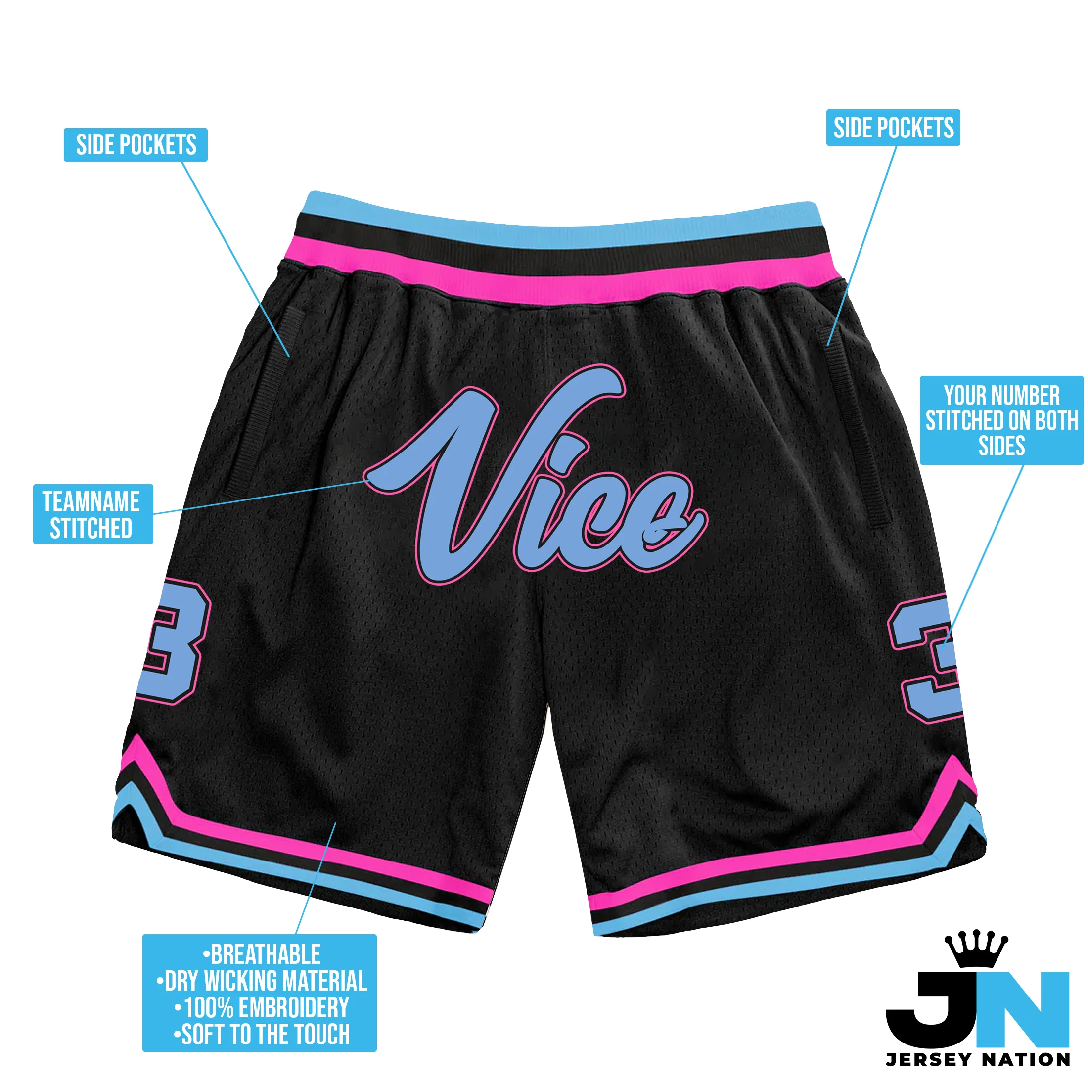 Black Vice City Custom Basketball Shorts - Image 3