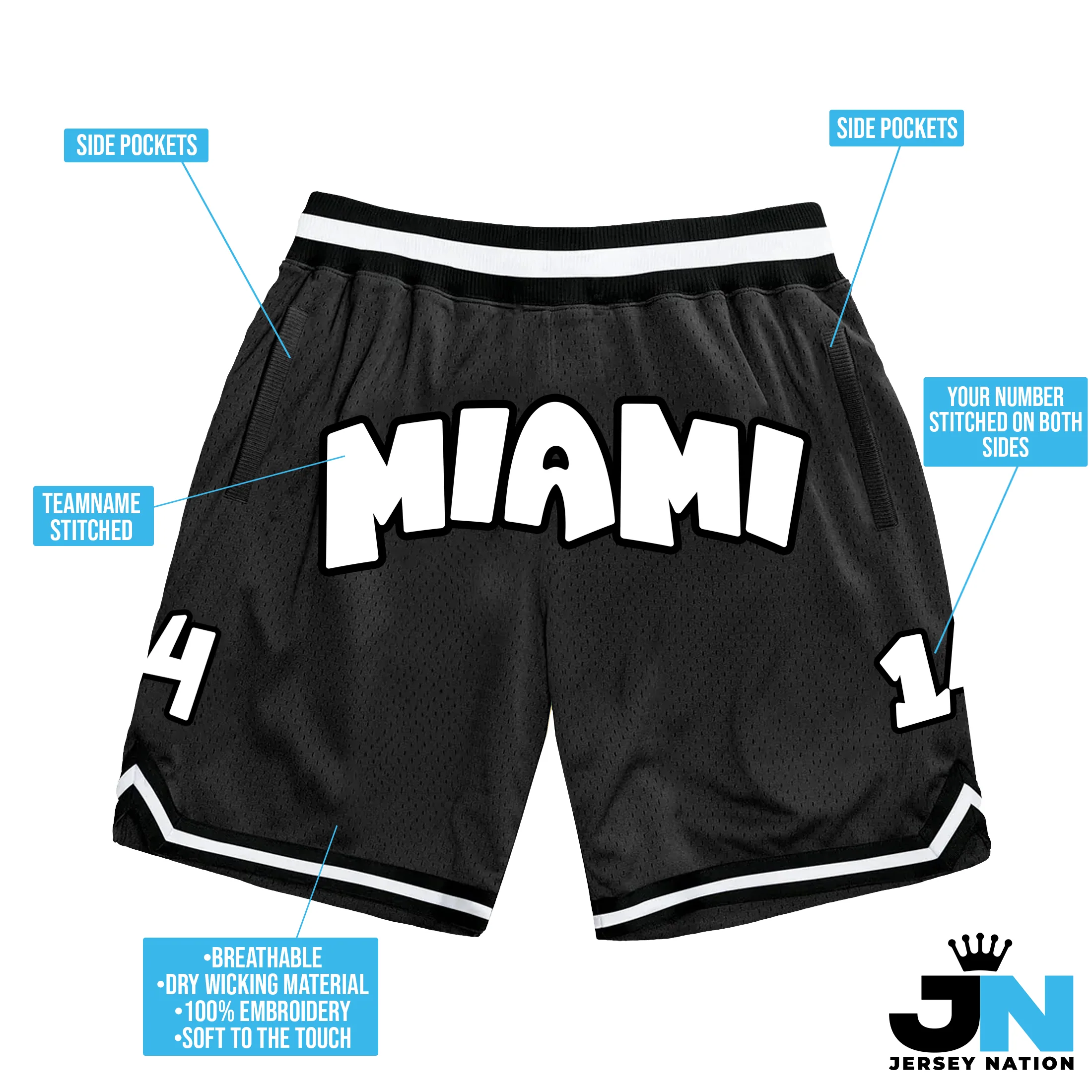 Black-White Custom Basketball Shorts - Image 3