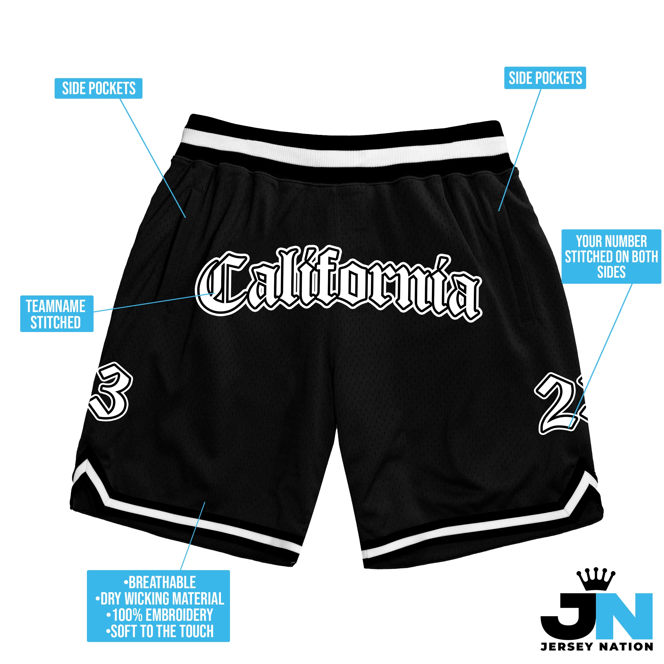 Black-White San Andreas Basketball Shorts - Image 3