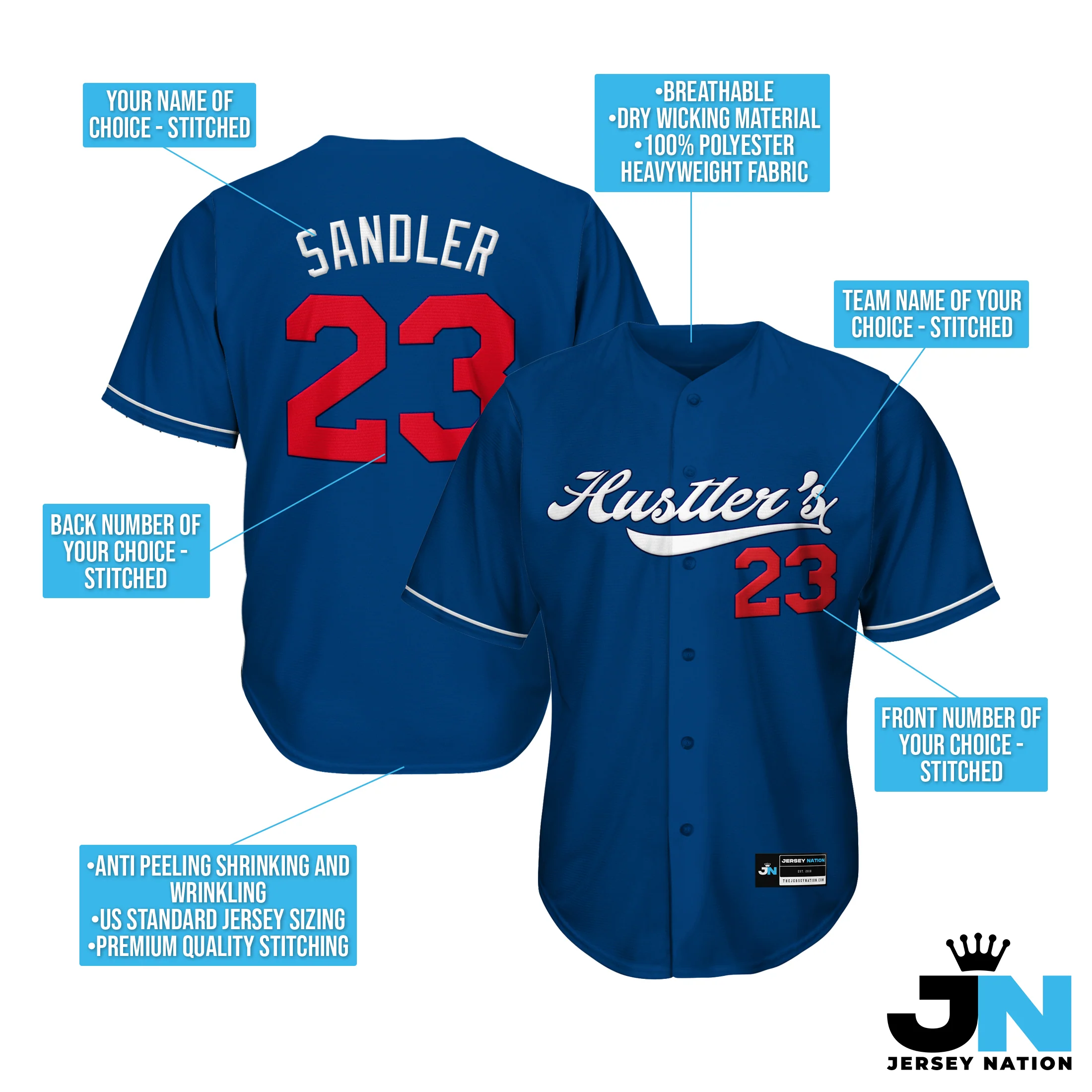 Blue White-Red Custom Baseball Jersey - Image 4