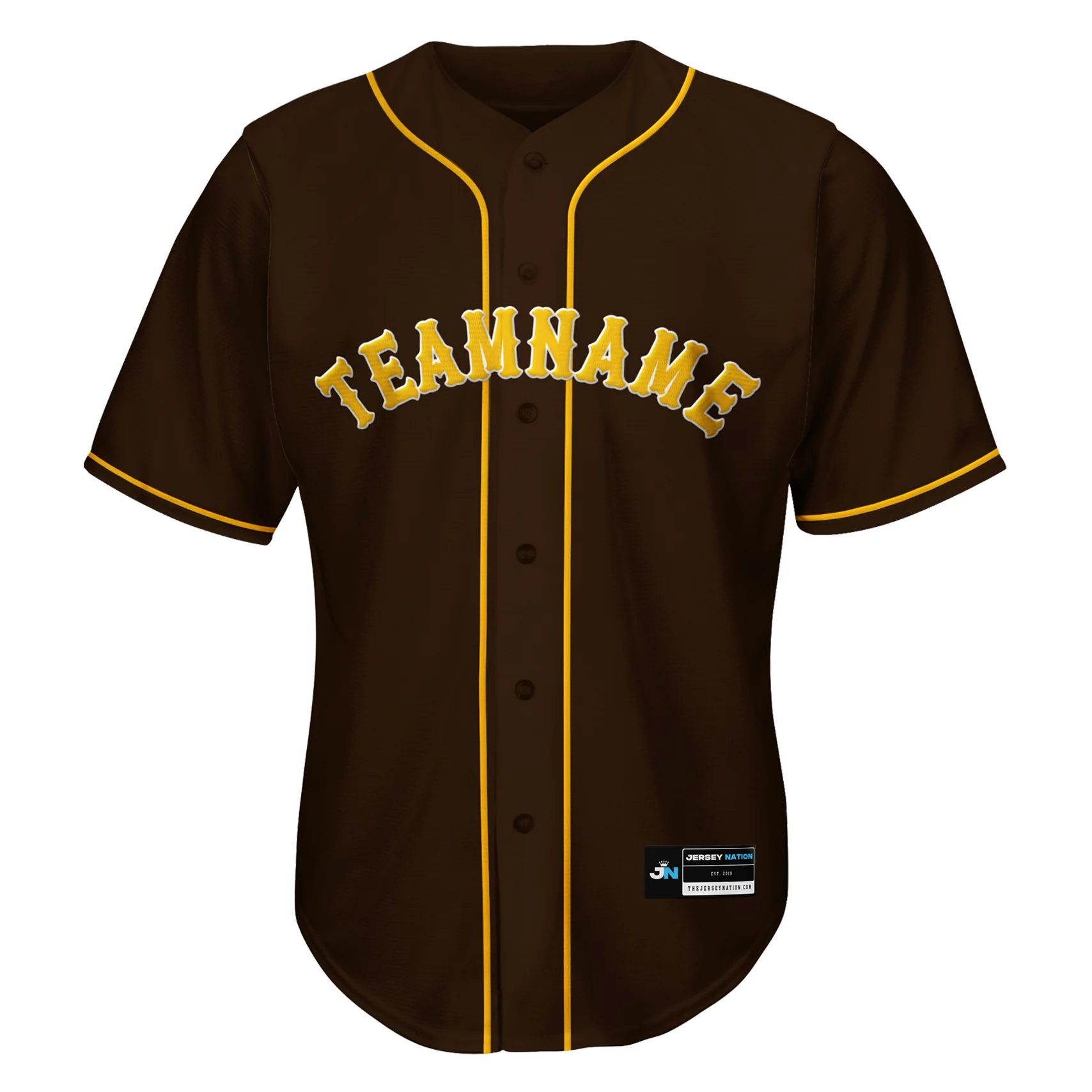 Brown-Yellow Custom Baseball Jersey - Image 2