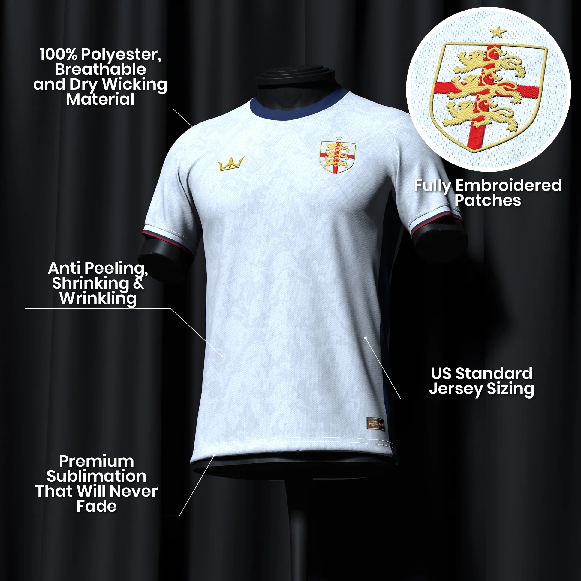 England Heritage Custom Football Jersey - Image 8