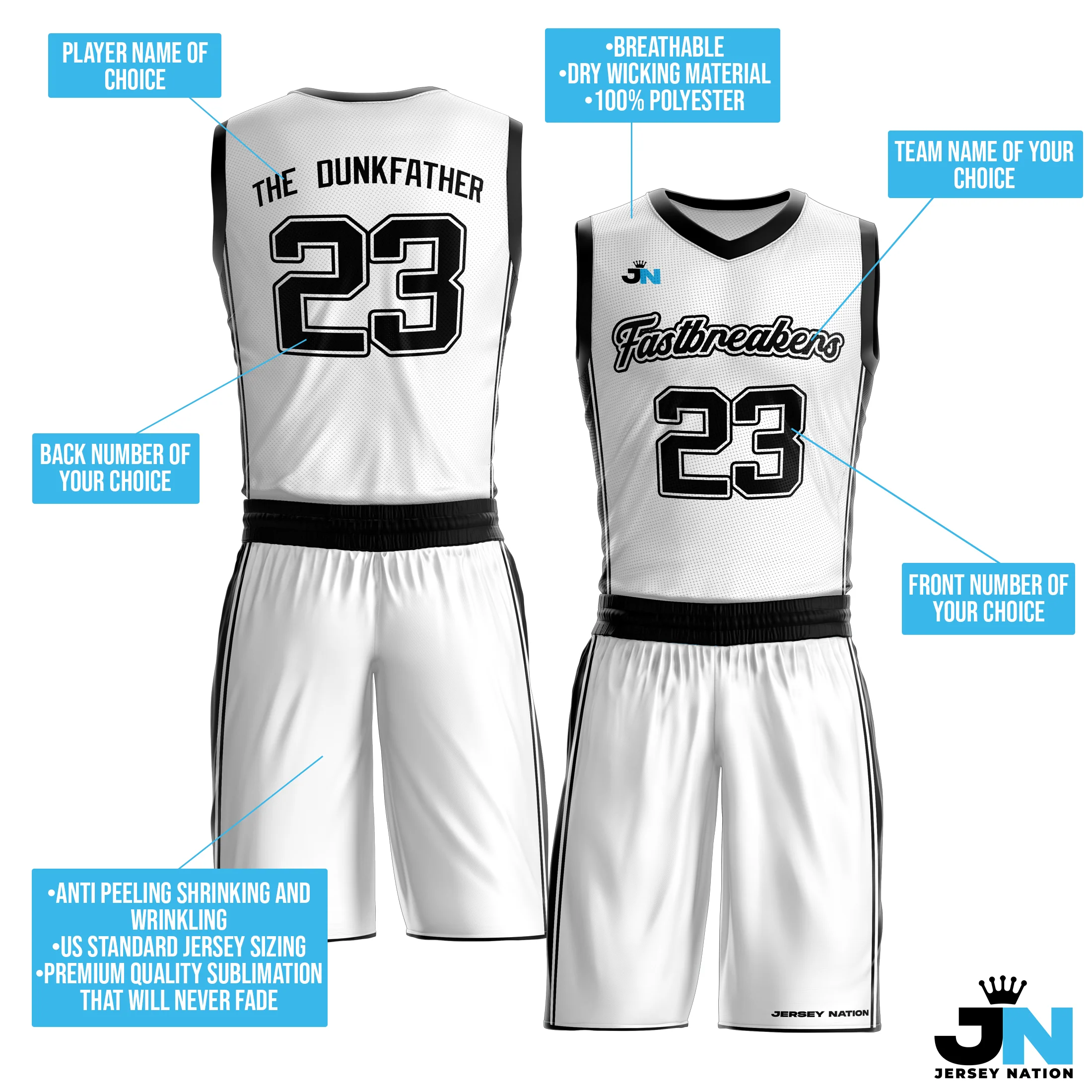 Ghost Custom Basketball Team Uniform Set - Image 3