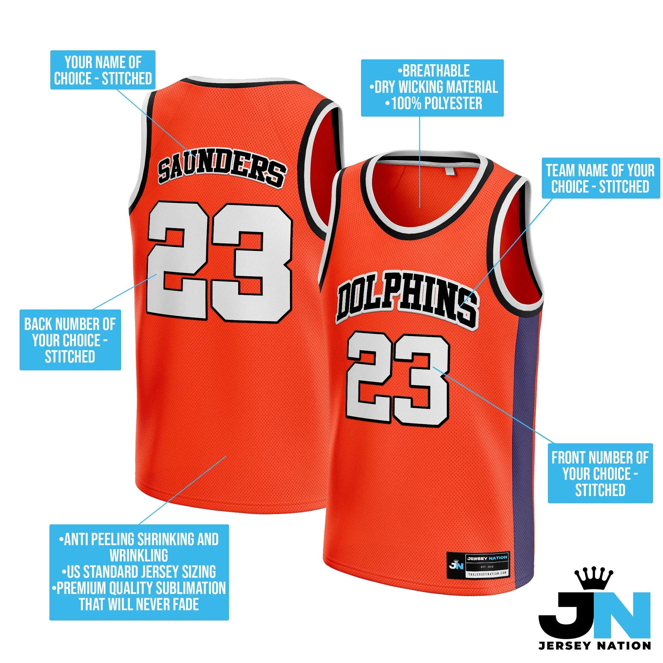 Orange White-Black Custom Basketball Jersey - Image 4