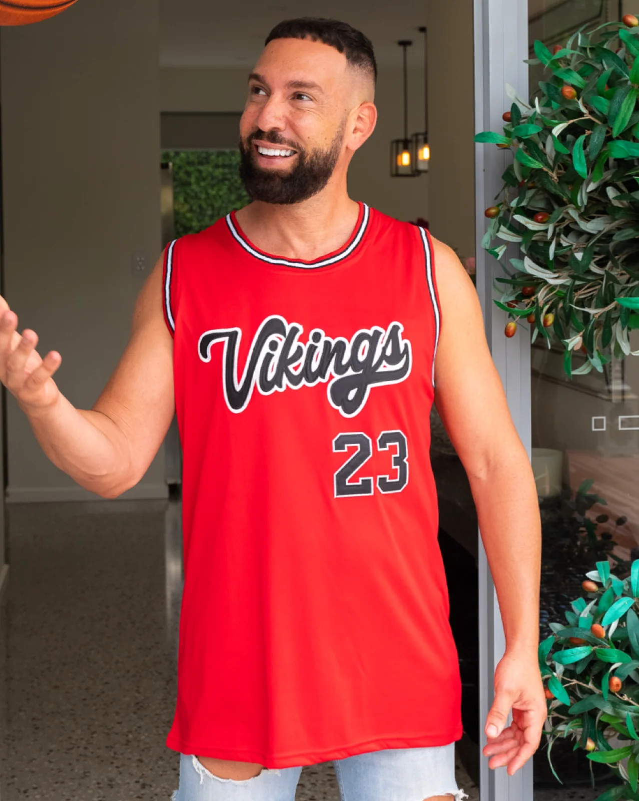 Red Black-White Custom Basketball Jersey - Image 2