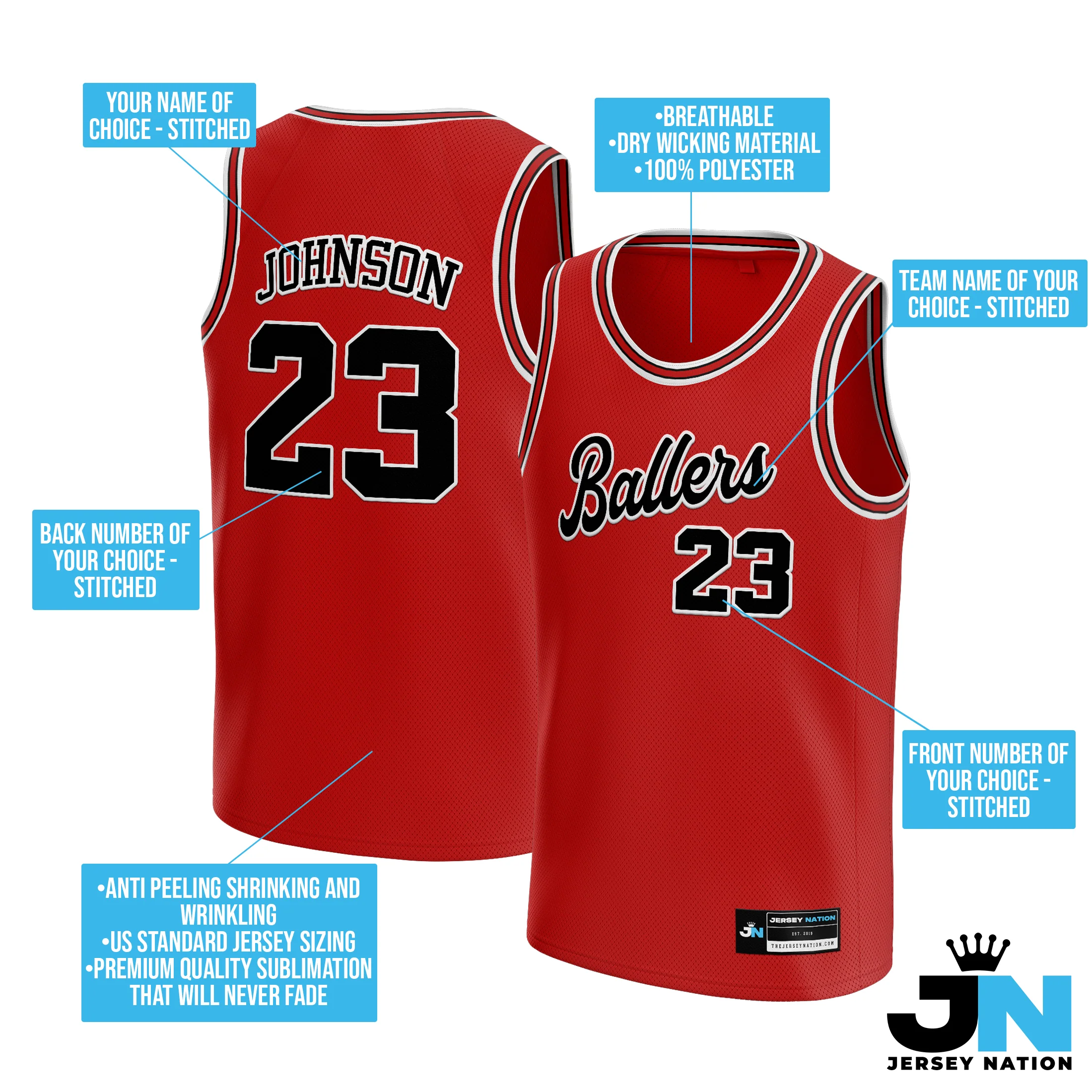 Red Black-White Custom Basketball Jersey - Image 6