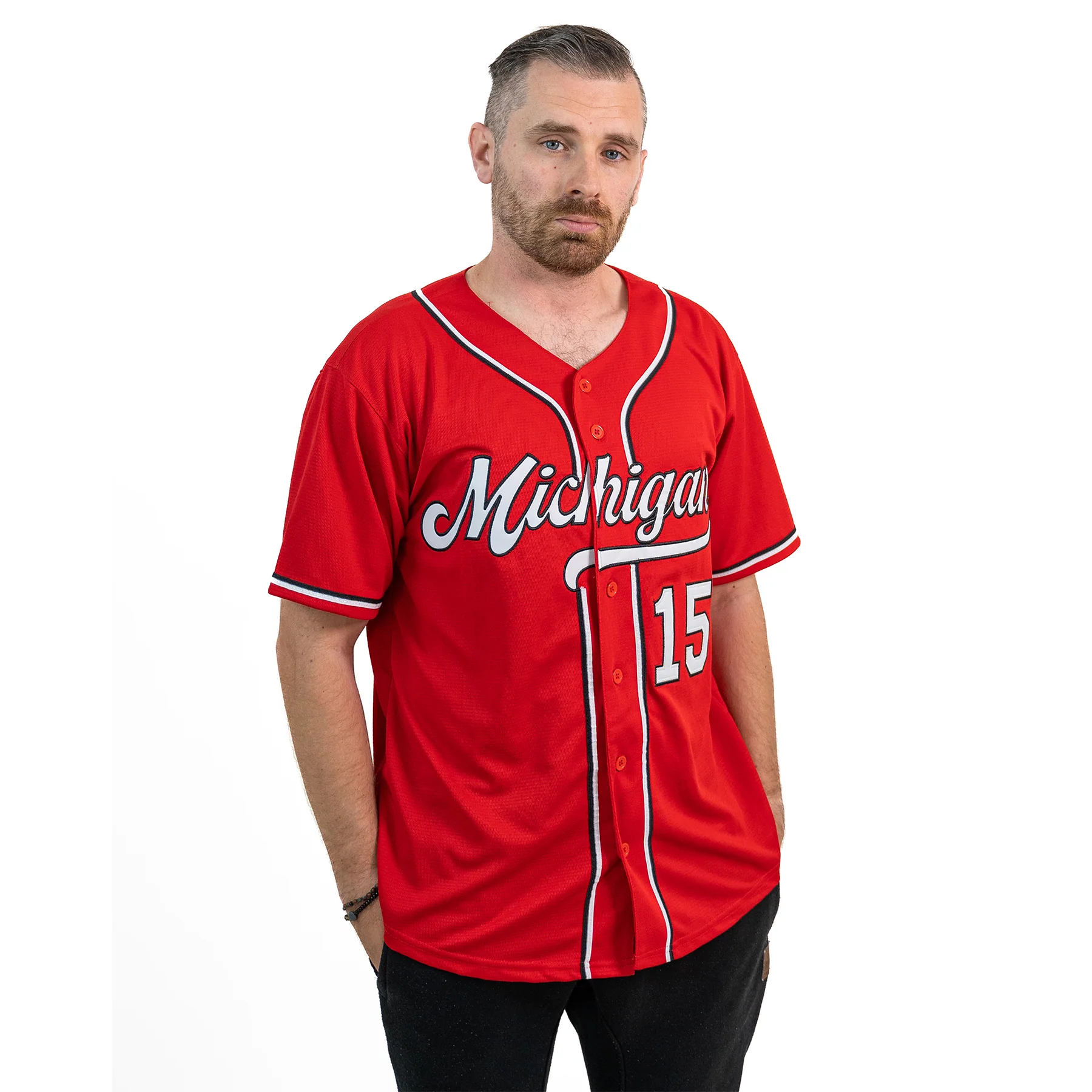 Red-White Custom Baseball Jersey - Image 4