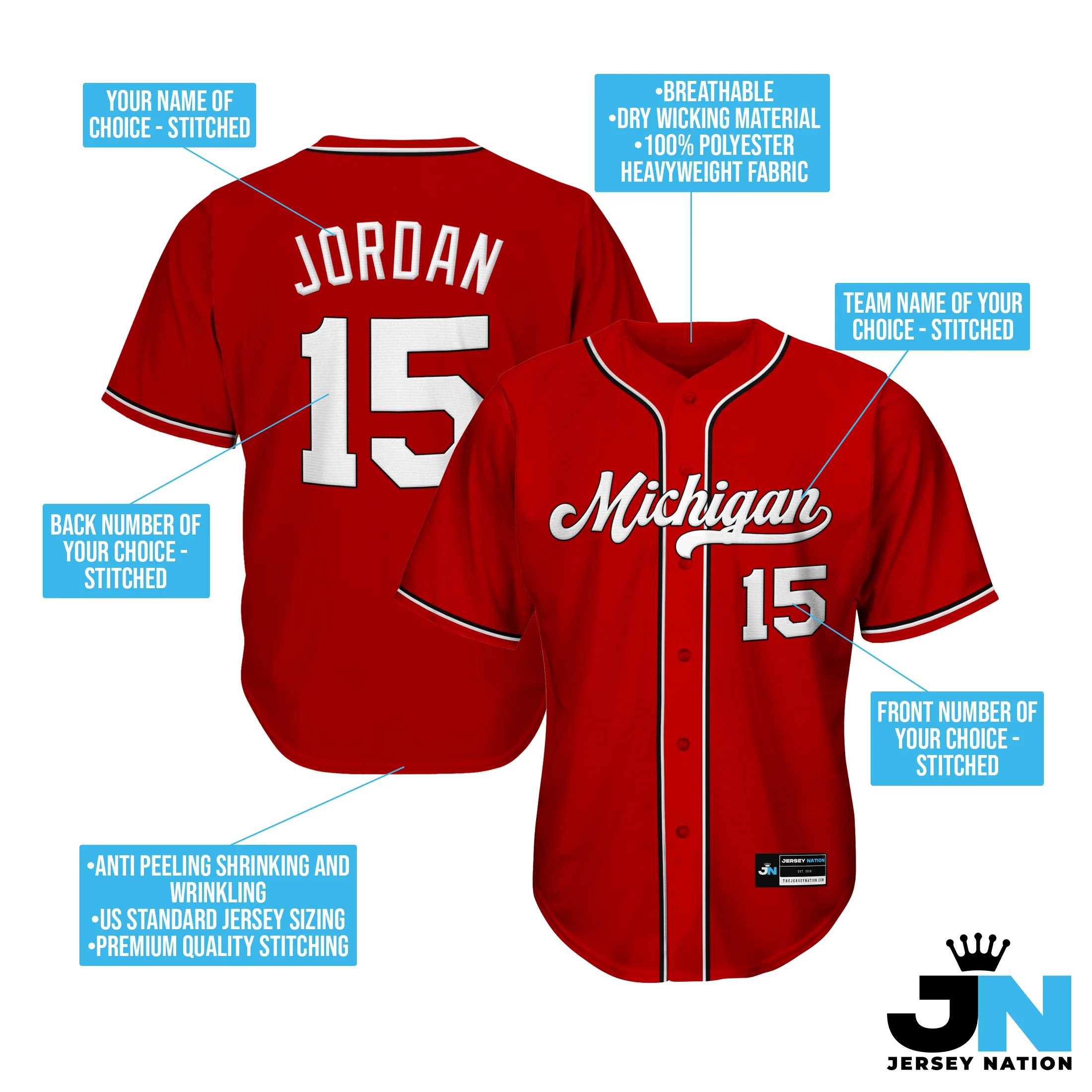 Red-White Custom Baseball Jersey - Image 5