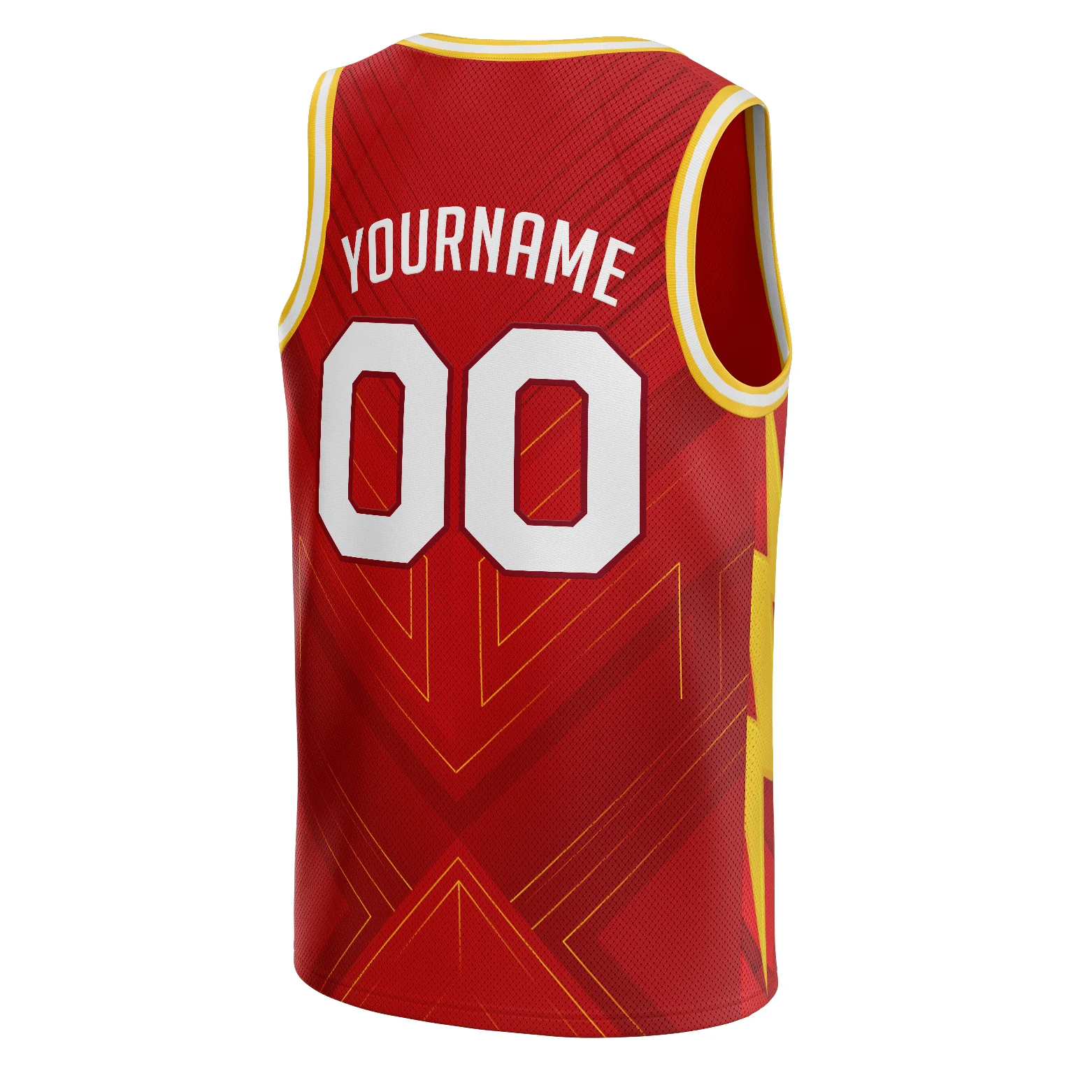 Red White-Yellow Custom Basketball Jersey - Image 3