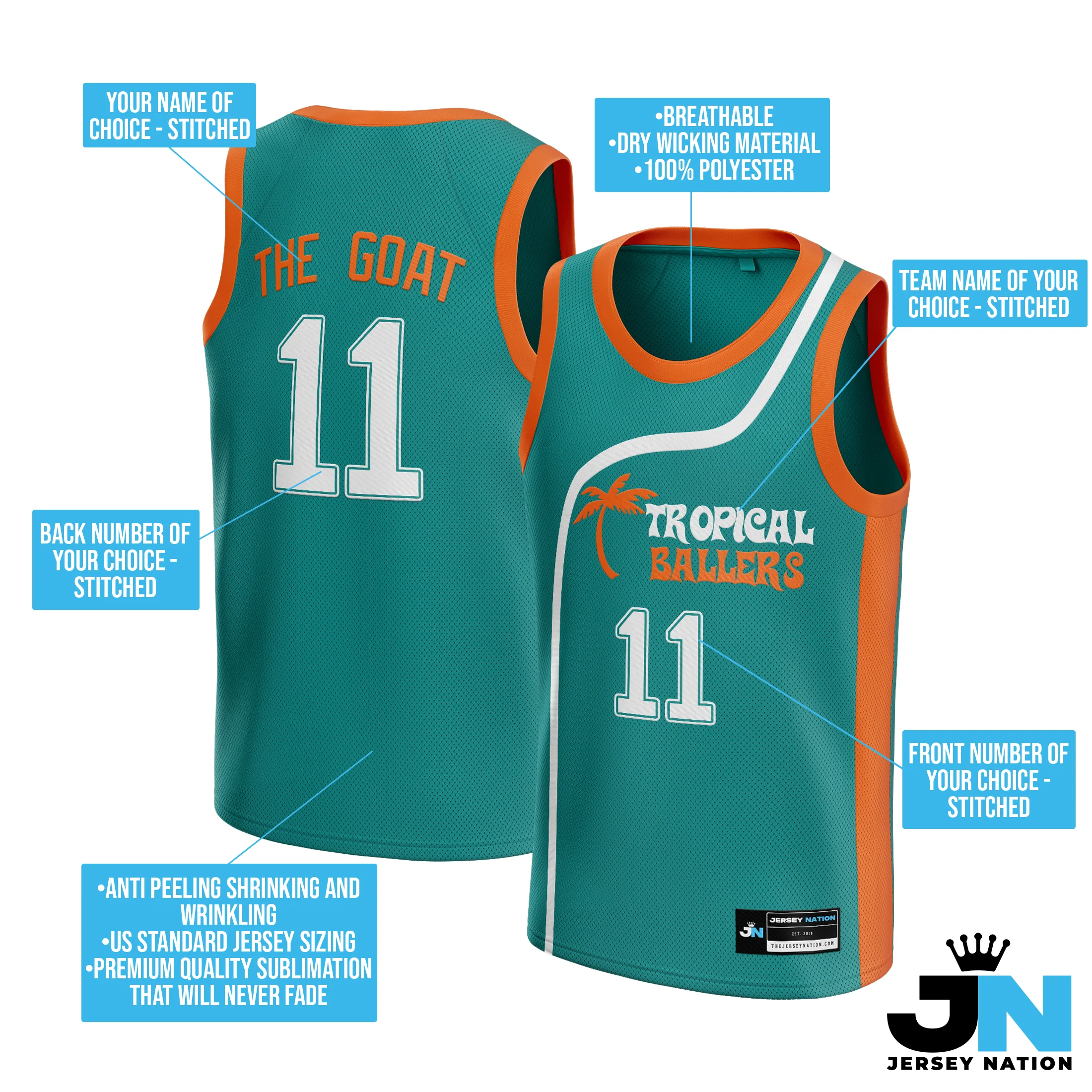 Tropical Custom Basketball Jersey - Image 4