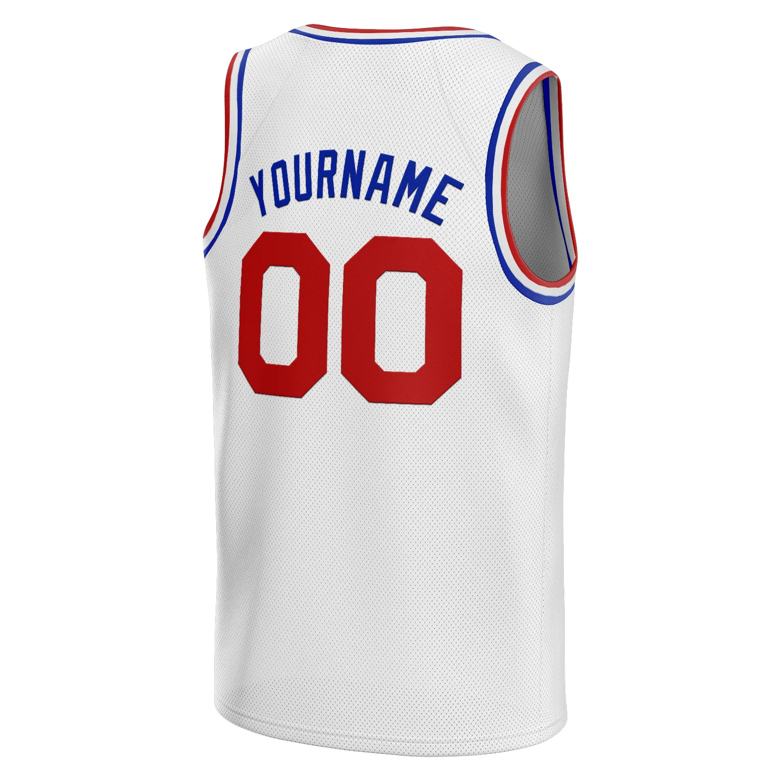 White Blue-Red Custom Basketball Jersey - Image 3