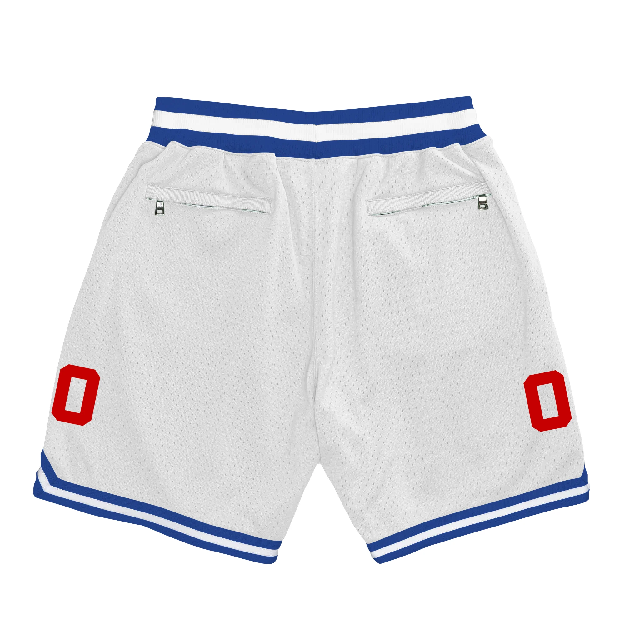 White Blue-Red Custom Basketball Shorts - Image 2
