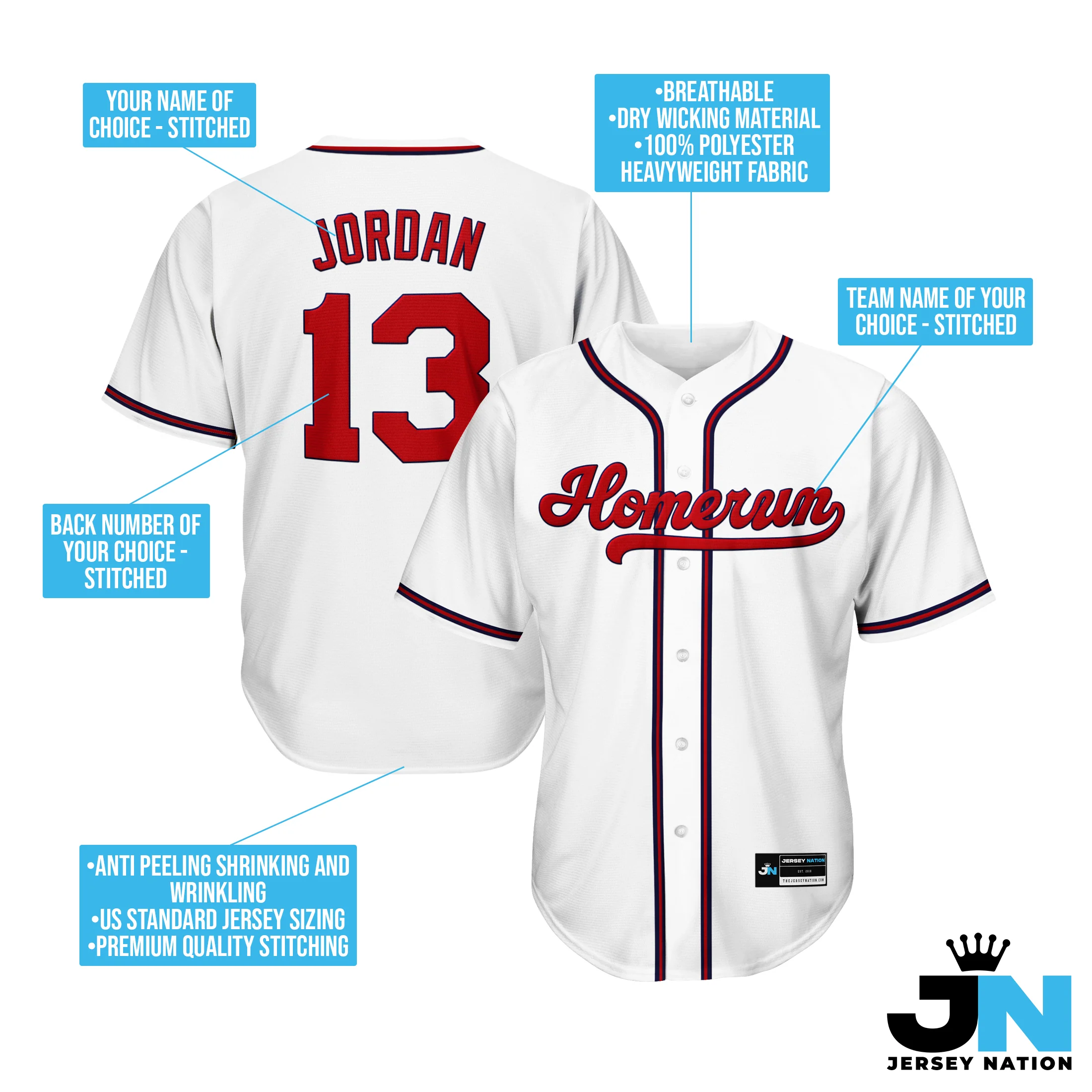 White-Red Custom Baseball Jersey - Image 4