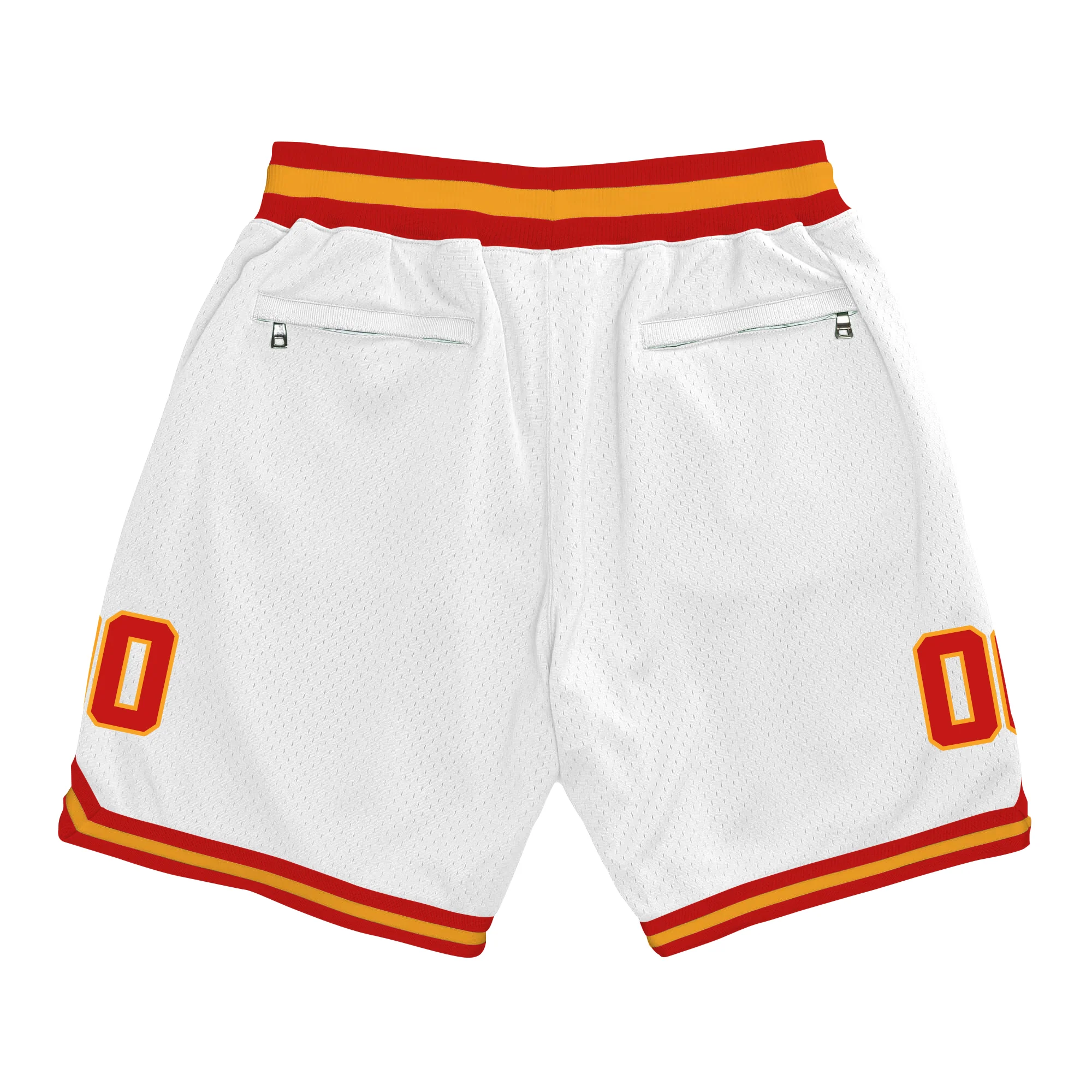 White Red-Yellow Custom Basketball Shorts - Image 2