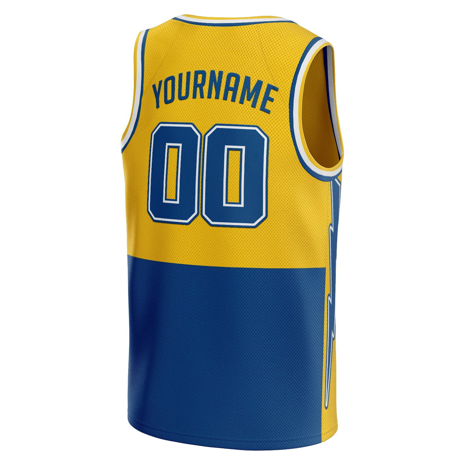 Yellow-Blue Custom Basketball Jersey - Image 3