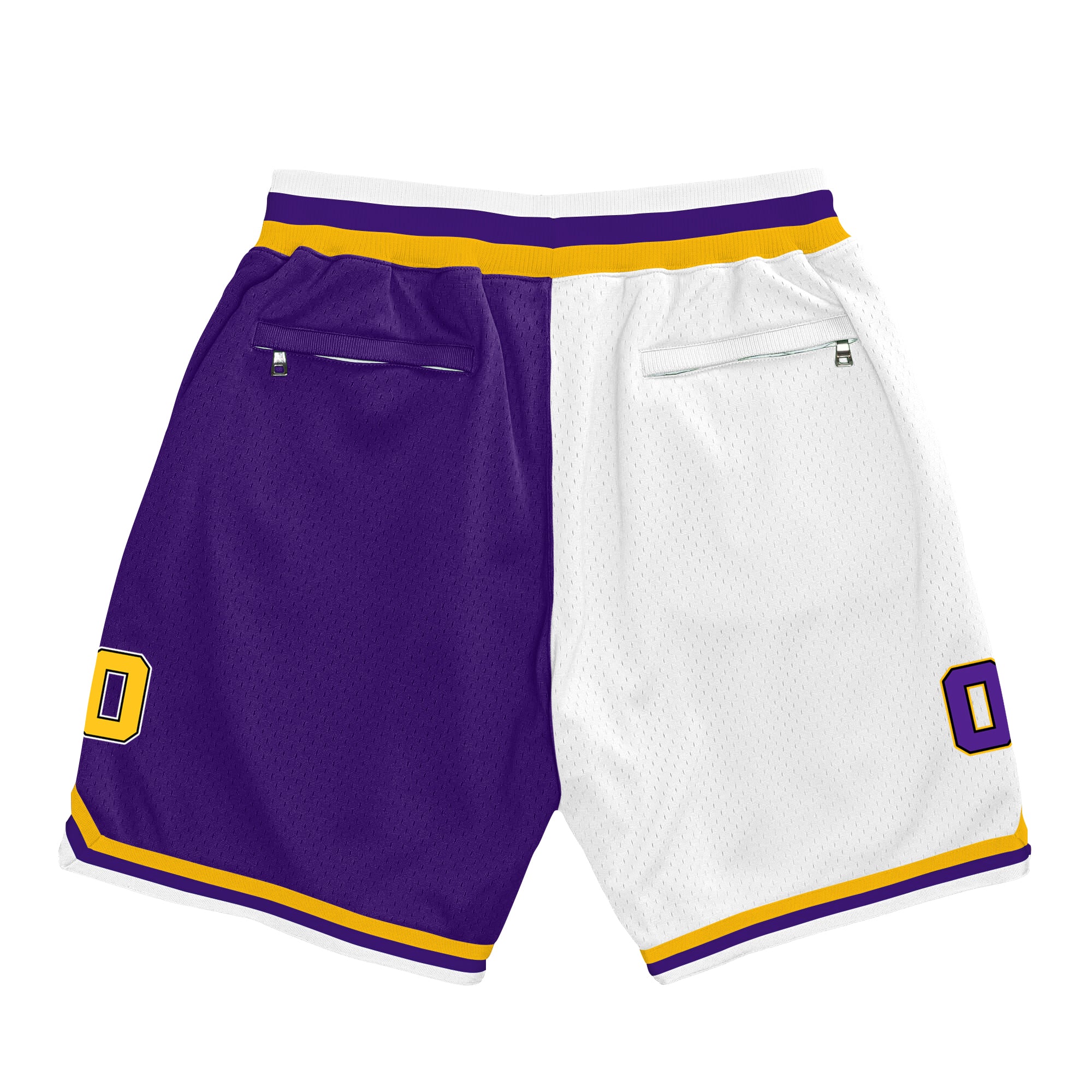 Yellow Purple-White Custom Basketball Shorts - Image 2